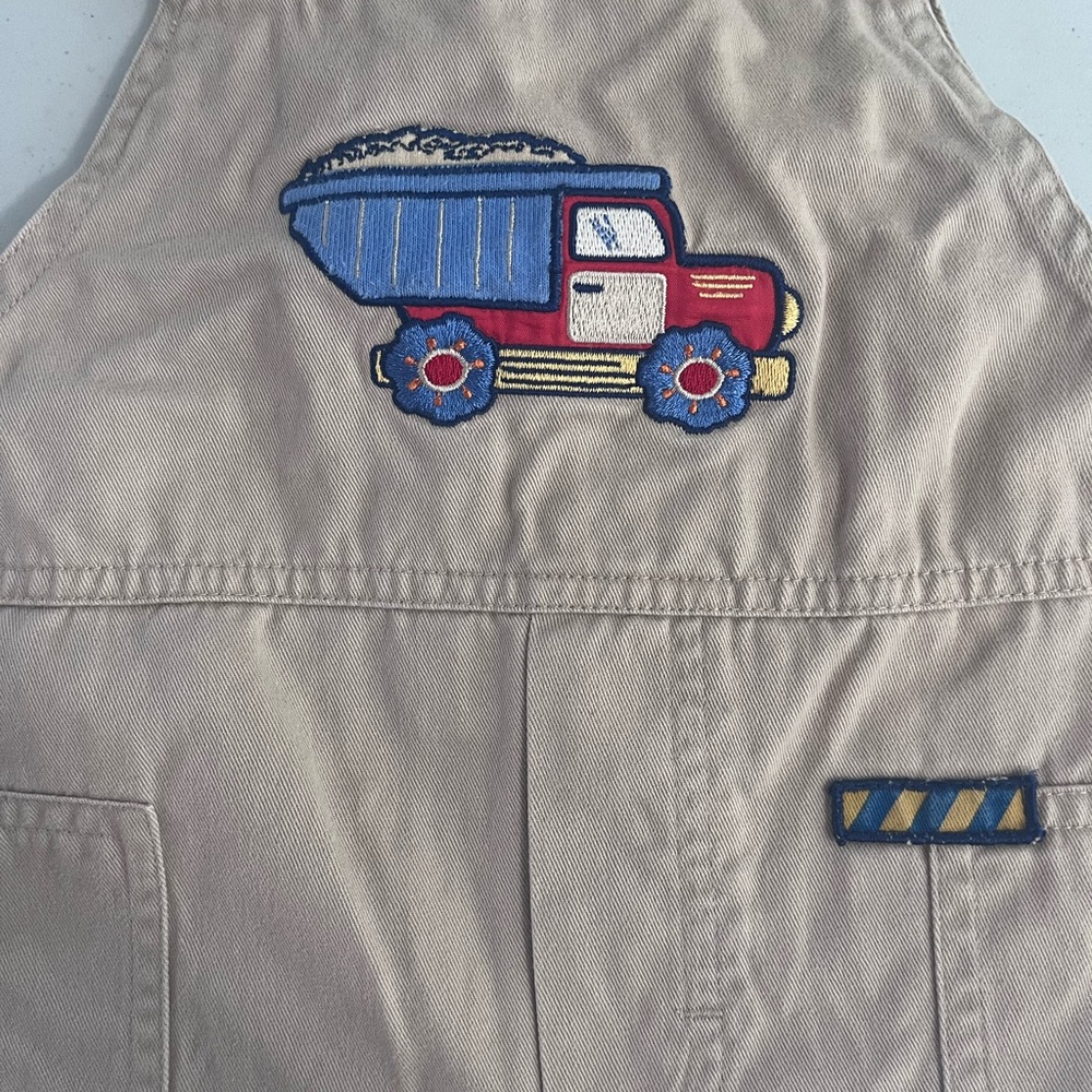 💗2/$15💗 Kids Tan Overalls with Embroidered Truck